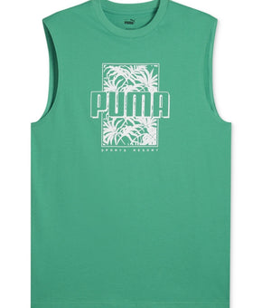 Puma Men's ESS+ Palm Resort Logo Graphic Sleeveless T-Shirt Green Size 2XL $25