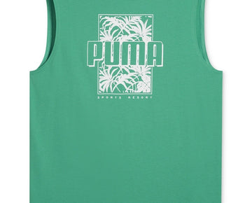 Puma Men's ESS+ Palm Resort Logo Graphic Sleeveless T-Shirt Green Size 2XL $25