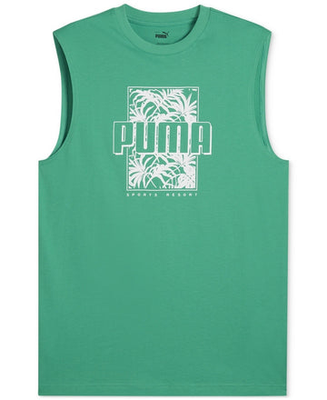 Puma Men's ESS+ Palm Resort Logo Graphic Sleeveless T-Shirt Green Size 2XL $25