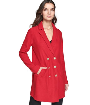 KARL LAGERFELD PARIS Wool-Blend Double-Breasted Jacket Red Size XL MSRP $249