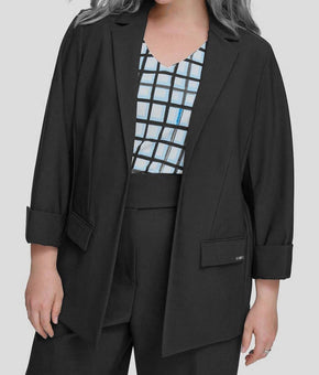 Calvin Klein Black Infinite-Stretch Open-Front Jacket Plus Size 20W MSRP $149