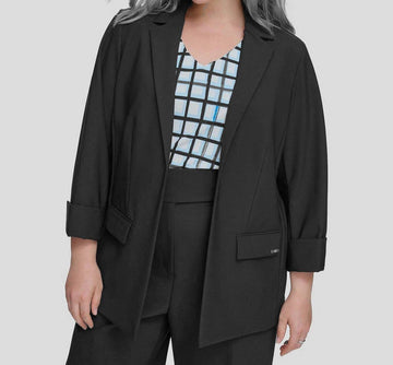 Calvin Klein Black Infinite-Stretch Open-Front Jacket Plus Size 20W MSRP $149
