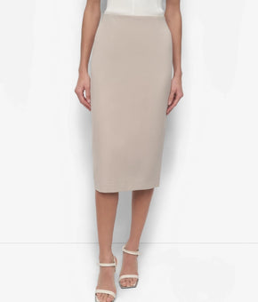 DKNY Pull-On Stretch Pencil Skirt Beige Pebble Rayon nylon spandex Size XS $59