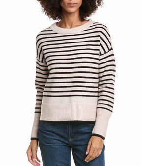 T Tahar NWT Women's Stripe Pullover Sweater Top Shirt Size XL White $78