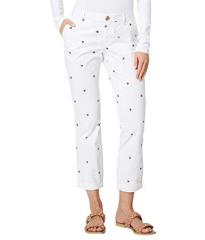 Tommy Hilfiger Women's Hampton Heart Flag Chino Pants White Size 2 MSRP $60