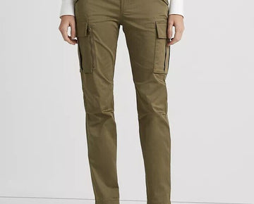 LAUREN Ralph Lauren Cotton Sateen Cargo Pant Olive Green Size 18 MSRP $175