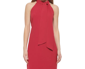Vince Camuto Womens Bow Neck Halter Above-Knee Sheath Dress, Pink, Size 4