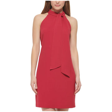 Vince Camuto Womens Bow Neck Halter Above-Knee Sheath Dress, Pink, Size 4