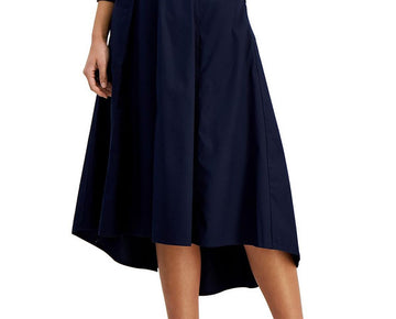 Nautica Jeans Co. Womens Stretch Midi Midi Skirt Navy Blue Size M MSRP $80