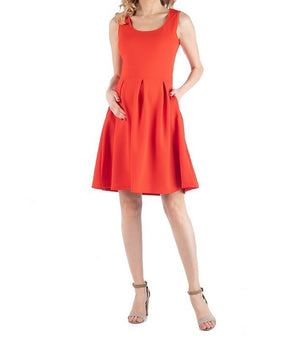24seven Comfort Pleated Maternity Dress with Pockets Orange Size XL MSRP $47