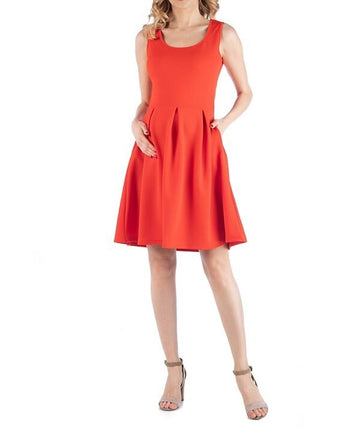24seven Comfort Pleated Maternity Dress with Pockets Orange Size XL MSRP $47