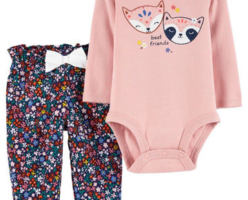 Carter's 2pc. Fox Bodysuit & Floral Pants Set Pink Size Baby Girl 18M