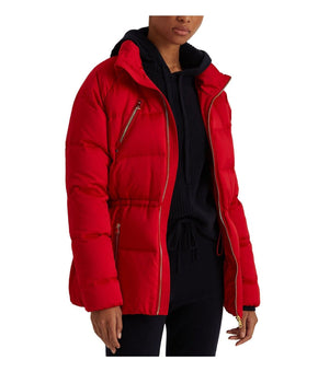 RALPH LAUREN Red Women'sCollar Cinched Waist Puffer Jack Size M MSRP $295