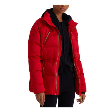 RALPH LAUREN Red Women'sCollar Cinched Waist Puffer Jack Size M MSRP $295