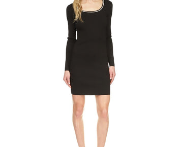 Michael Kors Embellished Scoop-Neck Long-Sleeve Dress Black Size XL MSRP $195