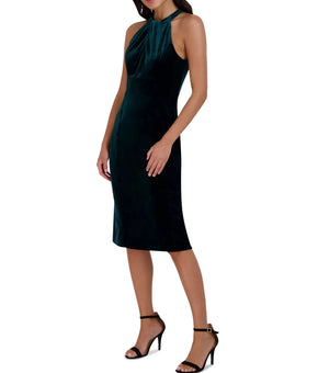 julia jordan Women's Velvet Twisted-Neck Sheath Dress Green Size 14 MSRP $109