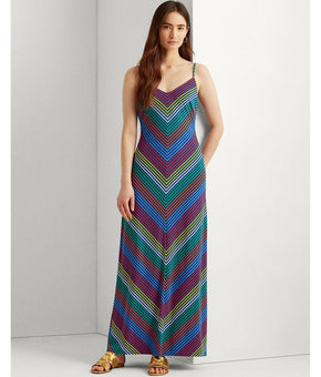 Lauren Ralph Lauren Chevron Jersey Maxidress Womens Size 2 Multi MSRP $145
