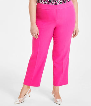 Kasper Plus Size 16W Straight-Leg Pants Pink MSRP $89