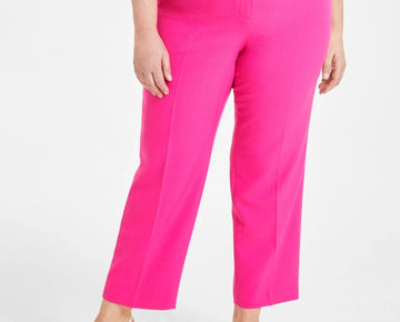 Kasper Plus Size 16W Straight-Leg Pants Pink MSRP $89
