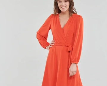 Lauren by Ralph Lauren SHAVILYA-LONG SLEEVE-DAY DRESS Orange Size 4