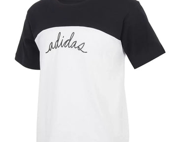ADIDAS Big Girls Short Sleeve Colorblock Tee Black White Size XL(16)