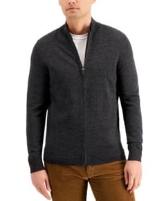 Club Room Men's Merino Zip front Sweater Dark Grey Size L