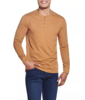 Weatherproof Vintage Men's Brushed Jersey Henley T-shirt Size M Light Brown
