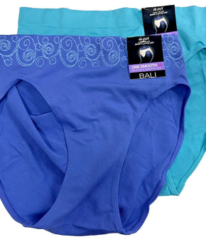 Bali womens 2-Pack luxurious Super Smooth U Hi-Cut Brief Size XL/8 Blue Panties