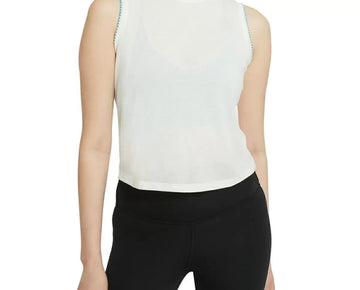 Women's Nike Yoga Crochet-Edge Tank White Size S MSRP $40