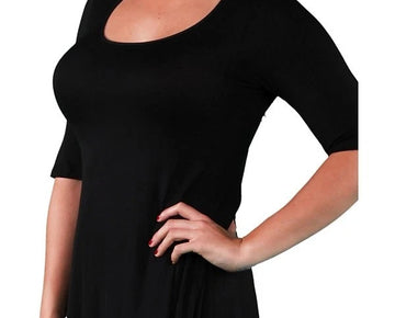 24seven Comfort Apparel Plus Size Tunic Top Black Size 3X