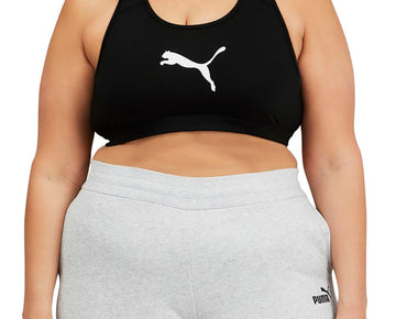 Puma Women's 4Keeps Mid Impact Sports Bra Black Size 1X
