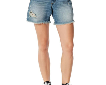 FRAYED DENIM Frayed Hem Midi Shorts Blue Size 28 MSRP $60