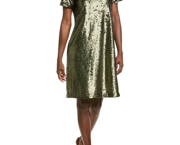 Anne Klein womens Sequin T-Shirt Dress, Size 10, Green MSRP $149
