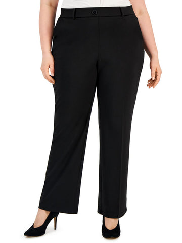 Kasper Womens Plus Mid-Rise Office Straight Leg Pants Black Size 1X