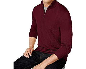 Clubroom Mens Burgundy Red Quarter-Zip Wool Blend Pullover Sweater Size XXL