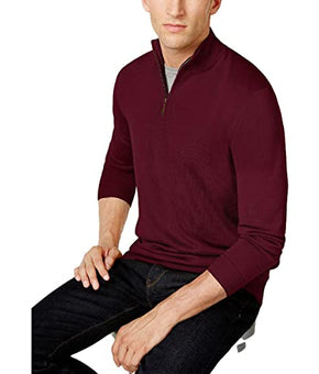 Club Room Mens Wool Blend 1/4 Zip Sweater Red Size L