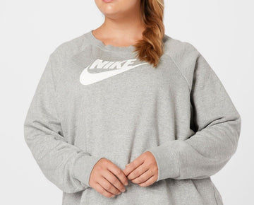 Nike Womens Plus Size Essential Fleece Sweatshirt logo gray Size 1X MSRP $60
