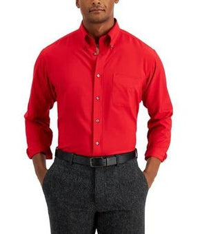 Club Room Men's Classic-Fit Size 16.5 x 36/37 Stretch Solid Red Dress Shirt $55