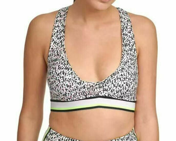 DKNY Sport Printed Low-Impact Sports Bra womens white Size XL MSRP $45