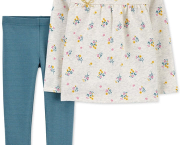 Carter's Baby Girls 2-Pc. Fleece Top & Metallic Leggings Set Size 18M Gray