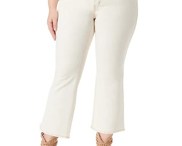 Jessica Simpson Trendy Plus Size 18W Charmed Ankle Flare Jeans Ivory MSRP $70