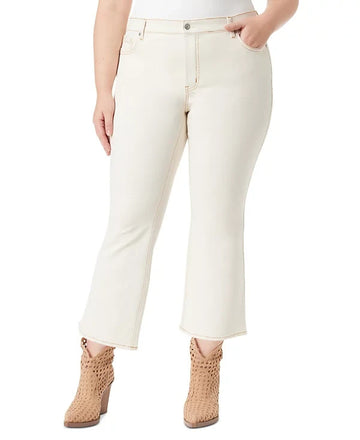 Jessica Simpson Trendy Plus Size 18W Charmed Ankle Flare Jeans Ivory MSRP $70