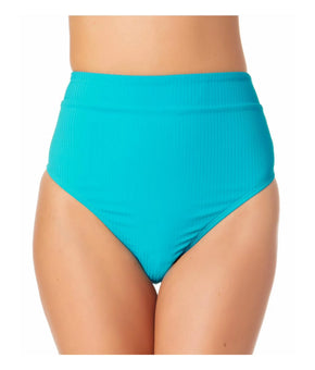 California Waves Juniors High-Waist Bikini Bottom Turquoise Blue Size M