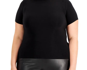 Anne Klein Plus Size 0X Mock Neck Top Black MSRP $69