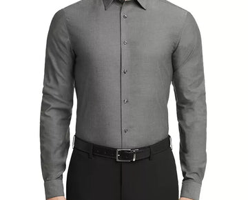 Calvin Klein Steel Slim-Fit Non-Iron Dress Shirt Gray Size 16.5x32/33 MSRP $85
