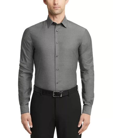 Calvin Klein Steel Slim-Fit Non-Iron Dress Shirt Gray Size 16.5x32/33 MSRP $85