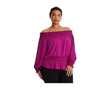 LAUREN Ralph Lauren Jersey Off-the-Shoulder Top Purple Plus Size 3X MSRP $90
