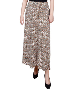 NY Collection Petite Ring Midi-Length Skirt Brown Beige Size PM