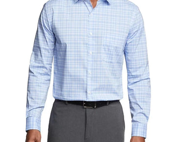 Van Heusen Men's Stain Shield Regular Fit Dress Shirt Blue Size 17-17.5x34/35