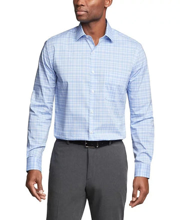 Van Heusen Men's Stain Shield Regular Fit Dress Shirt Blue Size 17-17.5x34/35